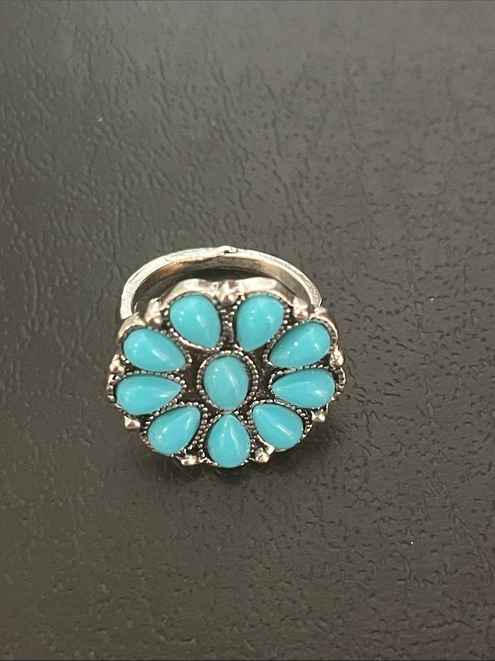 Turquoise Floral Cluster Statement Ring - Unbranded